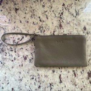 Beck Bags Leather Ziplet Wrislet Clutch Bag Olivia Gray Taupe Color NEW